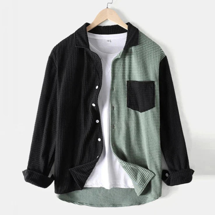 Saint Aurell Camden Corduroy Shirt Split-Panel Long Sleeve Button-Down