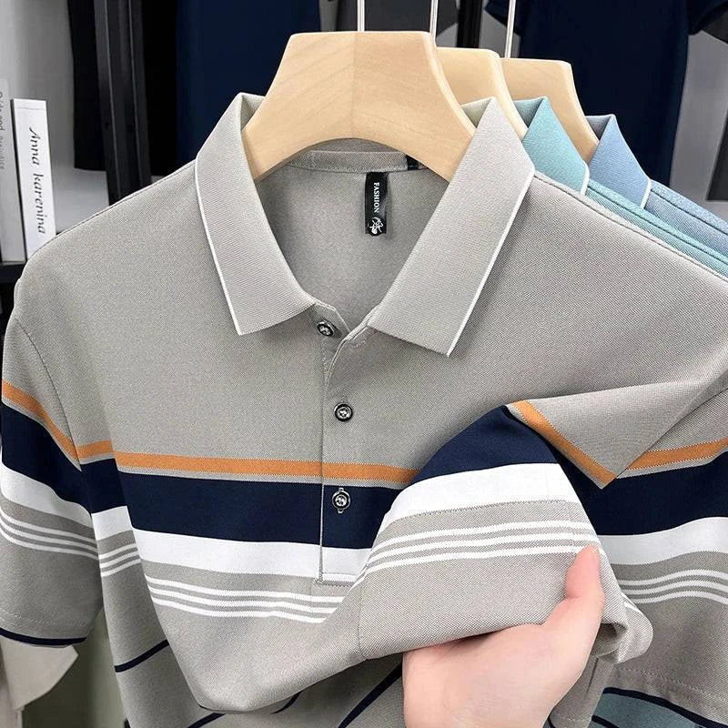 Saint Aurell Milano Horizon Polo Shirt Wave Pattern