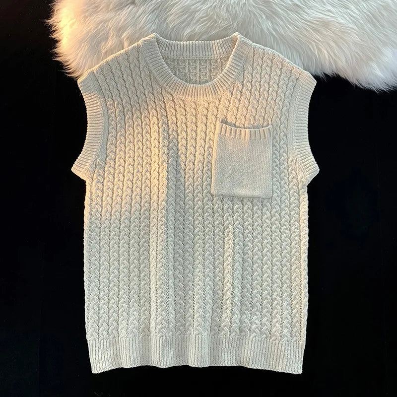 Saint Aurell Elwood Cable-Knit Vest Relaxed Fit with Pocket
