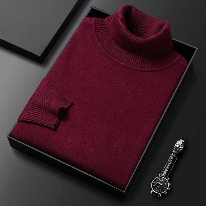 Saint Aurell Marco Slim Turtleneck Cotton Blend Long Sleeve Shirt