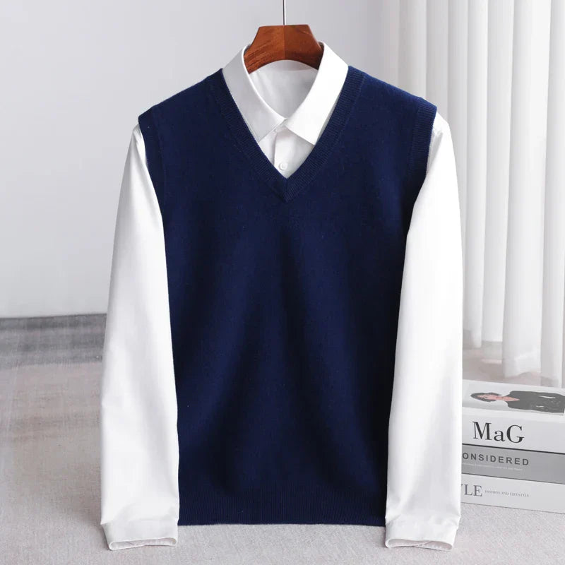 Saint Aurell Bellagio Merino Sweater Vest V-Neck Wool