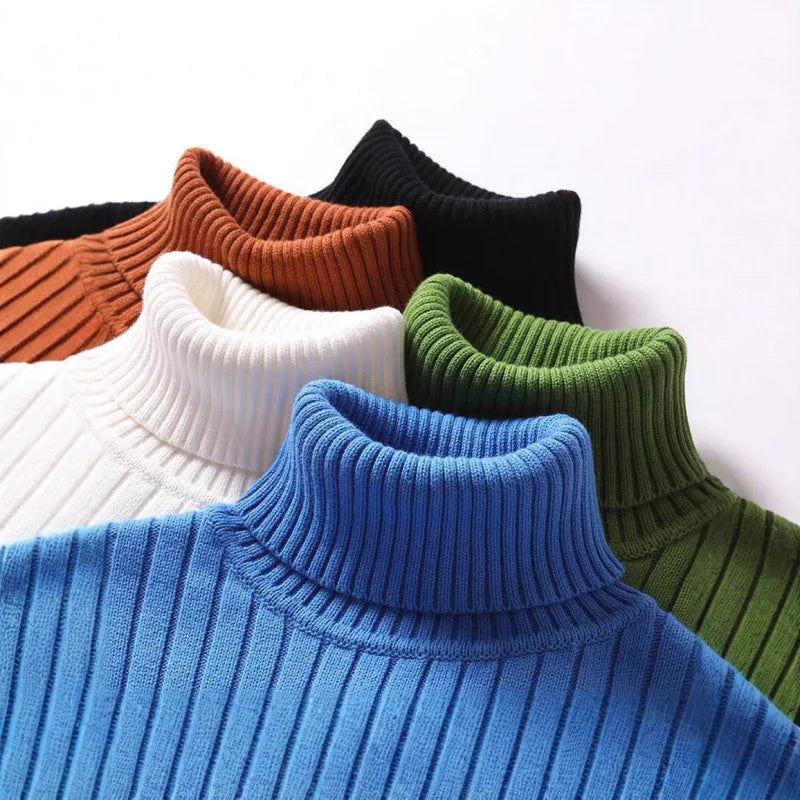 Saint Aurell Asher Ribbed Turtleneck Long Sleeve Knit Sweater