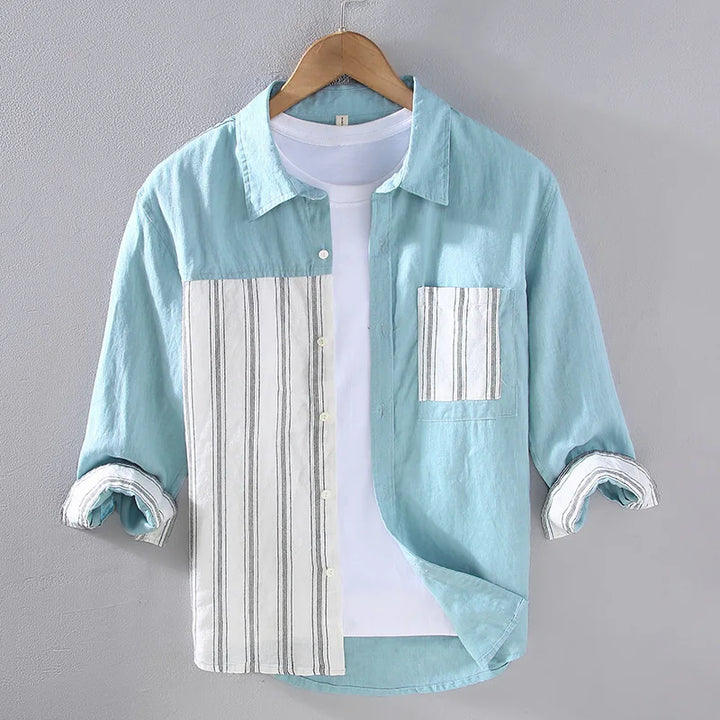 Saint Aurell Asher Cotton Shirt Striped Chest Pocket