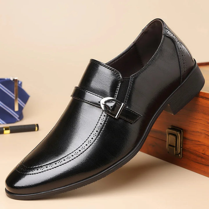 Saint Aurell Harrison Leather Monk Strap Loafers Pointed Toe