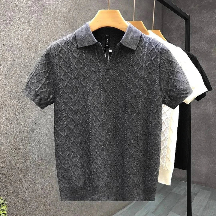 Elliot &amp; Stone Blaise Diamond Knit Cotton Polo Shirt