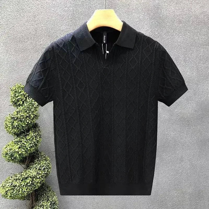 Elliot &amp; Stone Blaise Diamond Knit Cotton Polo Shirt