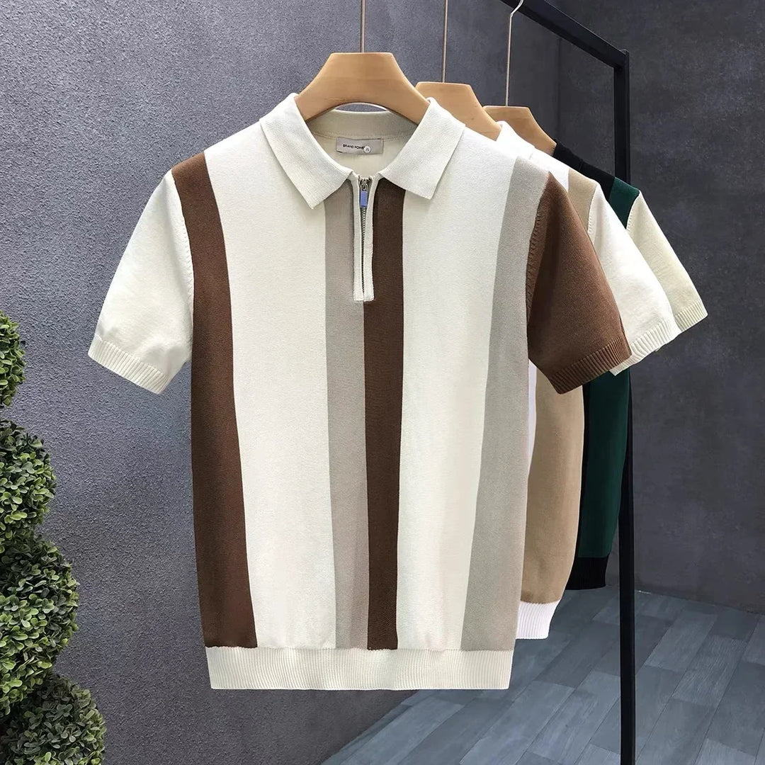 Saint Aurell Matteo Men's Zip Polo Premium Cotton Shirt