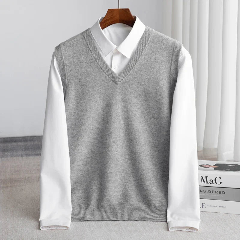 Saint Aurell Bellagio Merino Sweater Vest V-Neck Wool