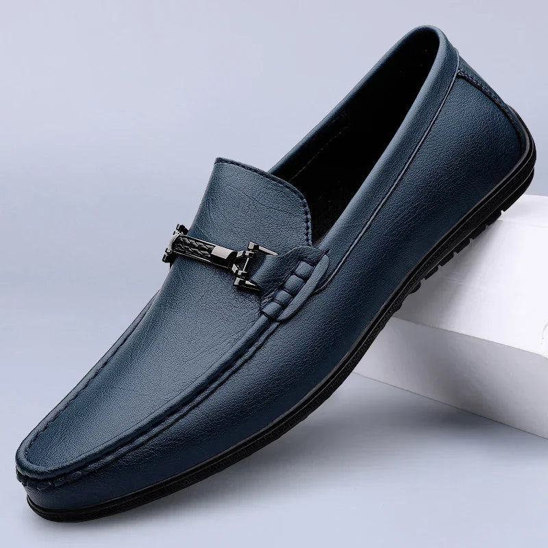 Elliot & Stone Pienza Genuine Leather Loafers Metallic Rope Detail