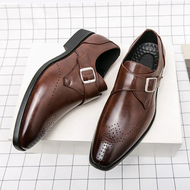 Elliot &amp; Stone Ashford Monk Strap Dress Shoes Perforated Toe