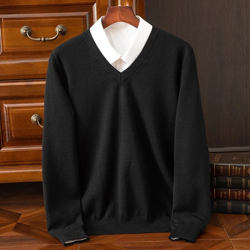 Saint Aurell Olympia Cashmere V-Neck Sweater Premium Soft Knit
