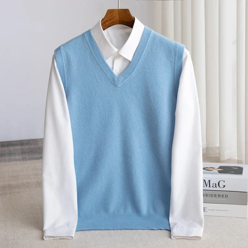 Saint Aurell Bellagio Merino Sweater Vest V-Neck Wool