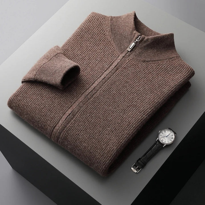 Saint Aurell Valen Cashmere Zip Knit High Collar Sweater