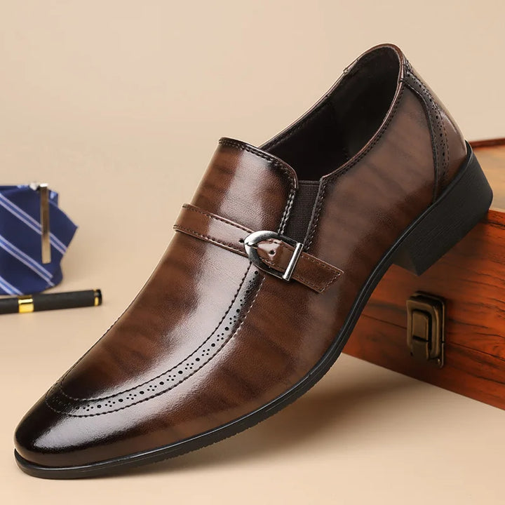 Saint Aurell Harrison Leather Monk Strap Loafers Pointed Toe