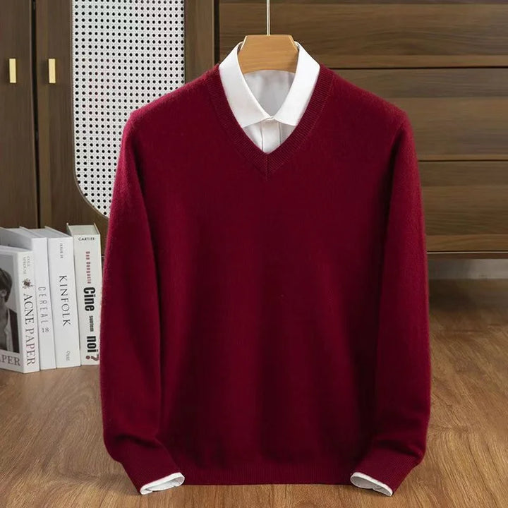 Saint Aurell Milan Cashmere V-Neck Sweater Lightweight Everyday Knit