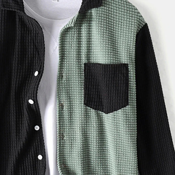 Saint Aurell Camden Corduroy Shirt Split-Panel Long Sleeve Button-Down