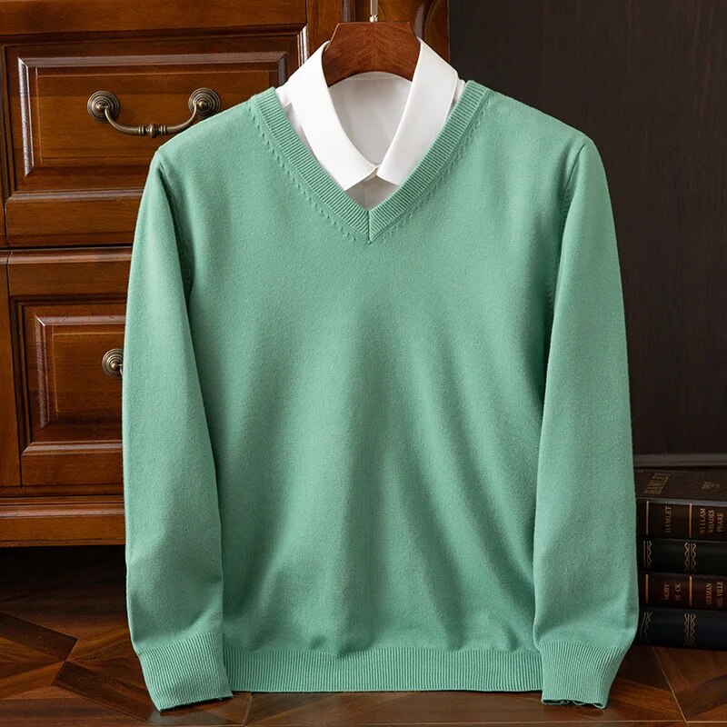 Saint Aurell Olympia Cashmere V-Neck Sweater Premium Soft Knit
