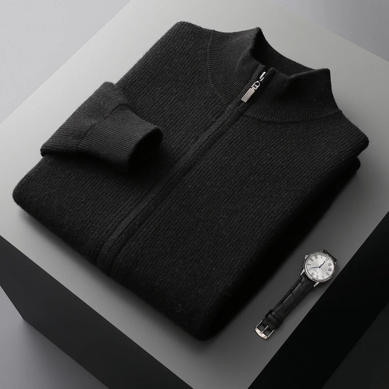 Saint Aurell Valen Cashmere Zip Knit High Collar Sweater