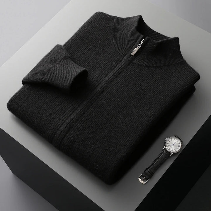 Saint Aurell Valen Cashmere Zip Knit High Collar Sweater