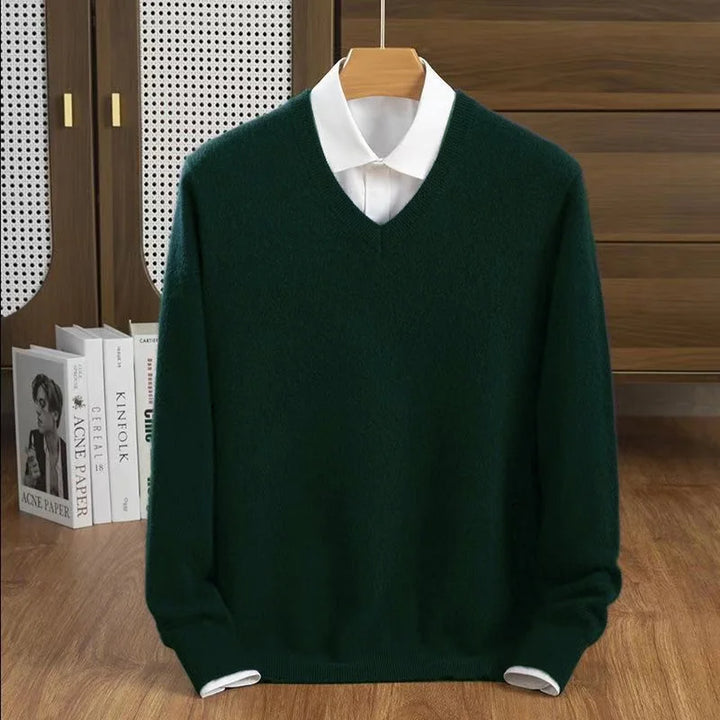 Saint Aurell Milan Cashmere V-Neck Sweater Lightweight Everyday Knit
