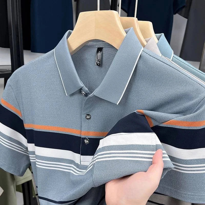 Saint Aurell Milano Horizon Polo Shirt Wave Pattern