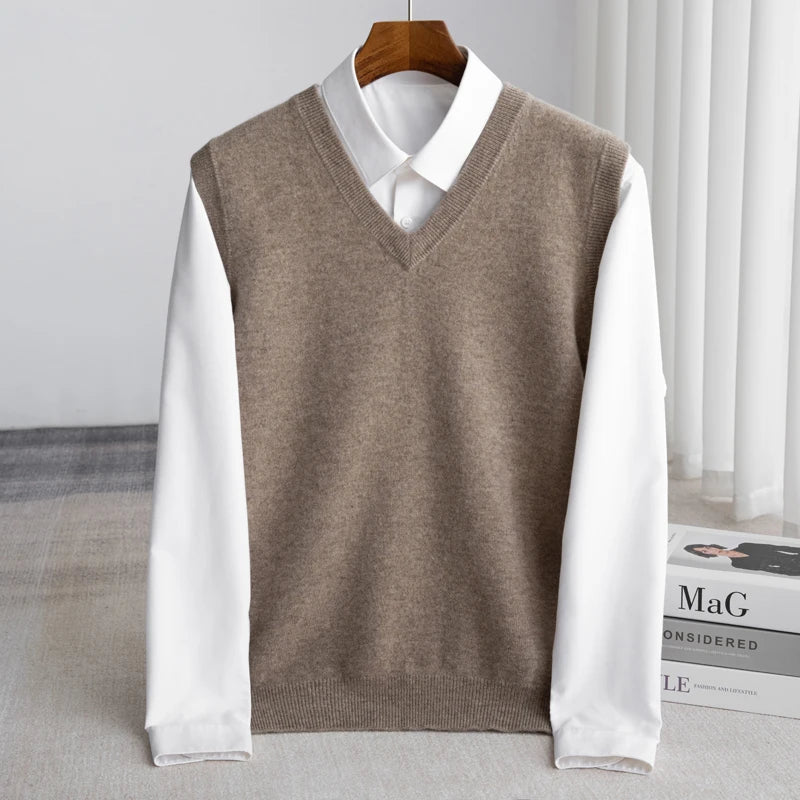 Saint Aurell Bellagio Merino Sweater Vest V-Neck Wool