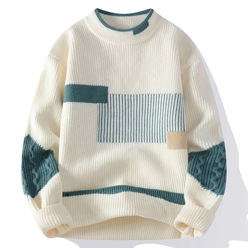 Saint Aurell Sora Sweater Cotton Knit Patchwork Relaxed Fit