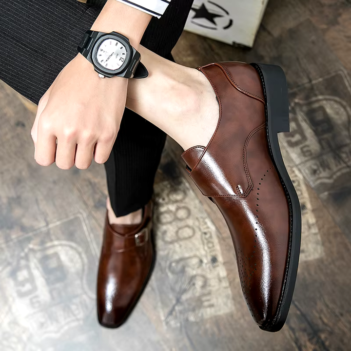 Elliot &amp; Stone Ashford Monk Strap Dress Shoes Perforated Toe