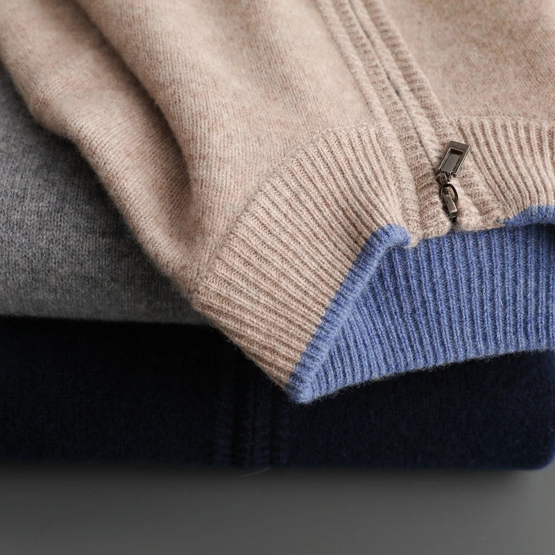 Saint Aurell Bellagio Cashmere Blend Full-Zip Sweater Ribbed