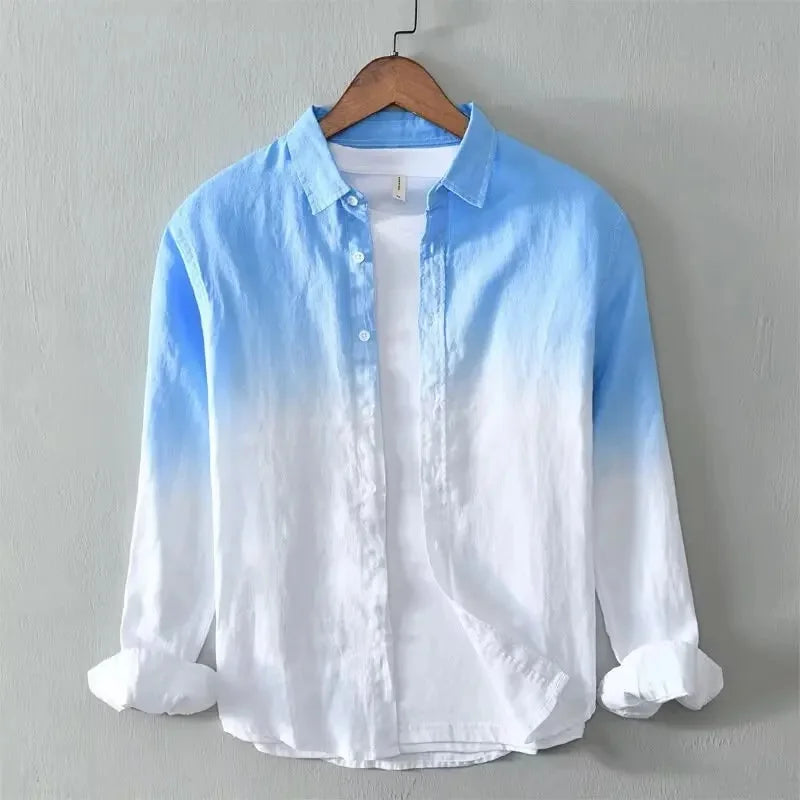 Saint Aurell Harlan Dip-Dye Cotton Button-Down Shirt