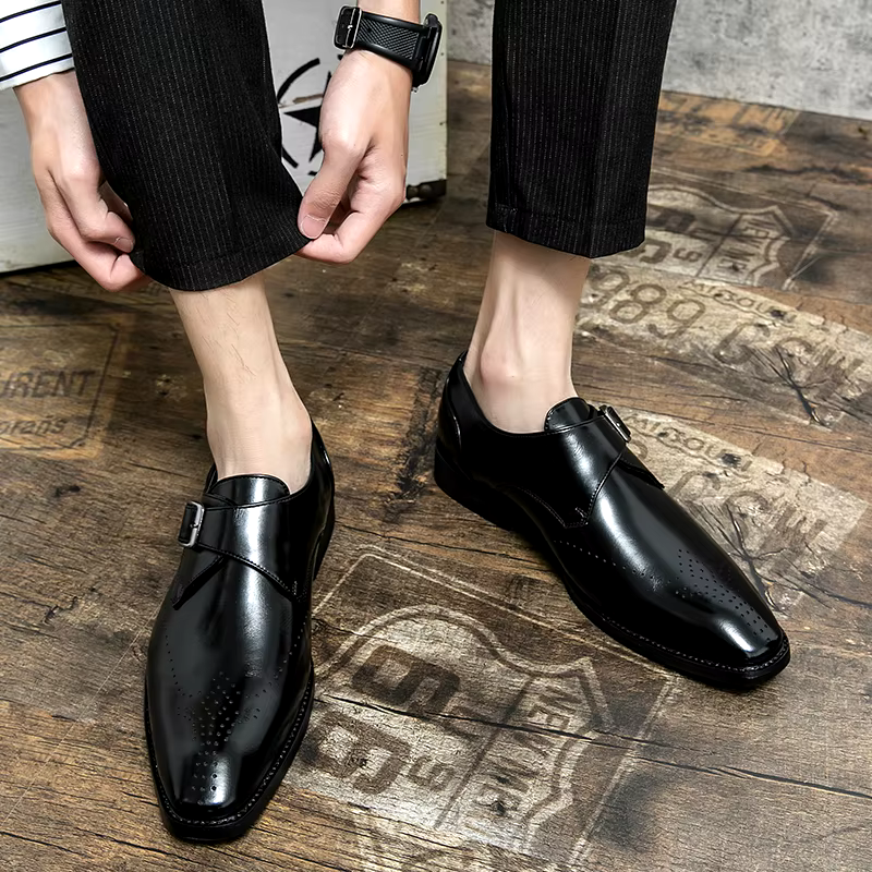 Elliot &amp; Stone Ashford Monk Strap Dress Shoes Perforated Toe