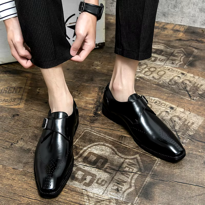 Elliot &amp; Stone Ashford Monk Strap Dress Shoes Perforated Toe
