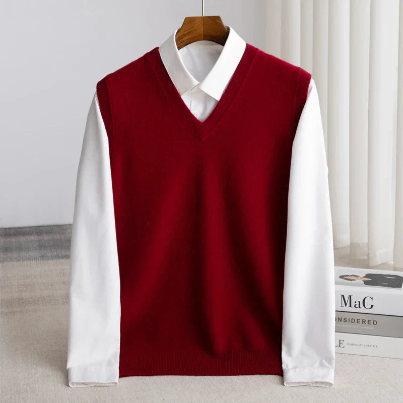 Saint Aurell Bellagio Merino Sweater Vest V-Neck Wool