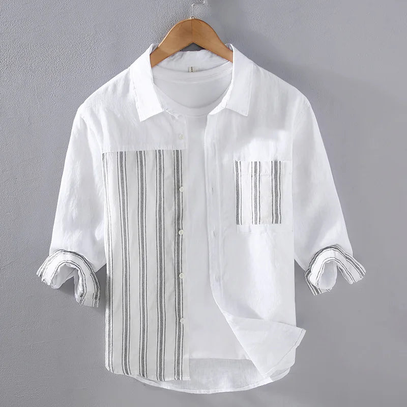 Saint Aurell Asher Cotton Shirt Striped Chest Pocket