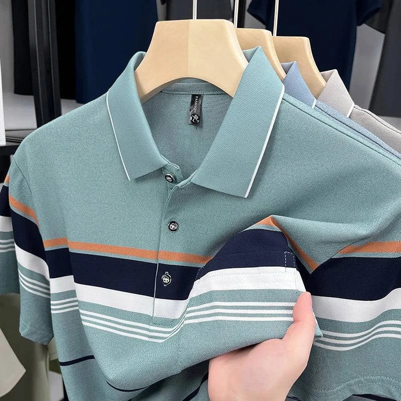 Saint Aurell Milano Horizon Polo Shirt Wave Pattern