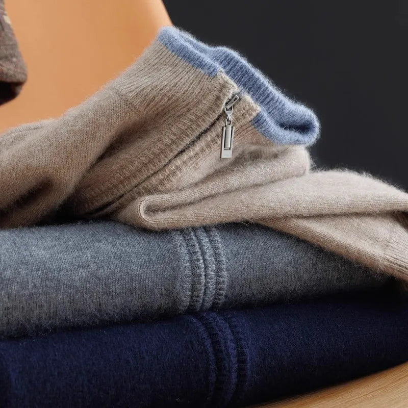 Saint Aurell Montaro Zip Sweater Cotton Knit Cardigan