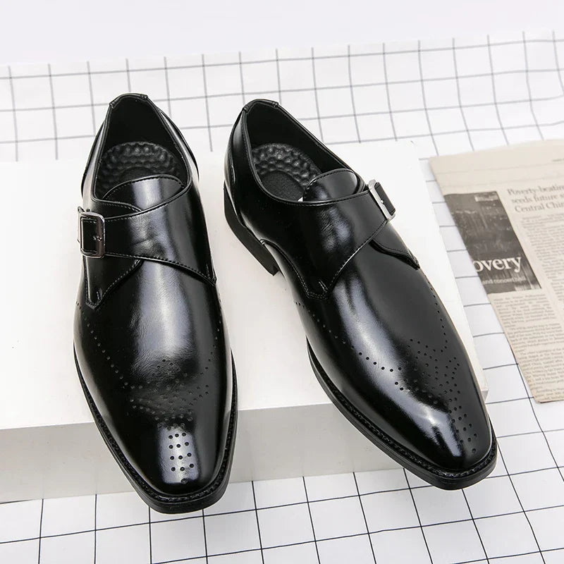 Elliot &amp; Stone Ashford Monk Strap Dress Shoes Perforated Toe