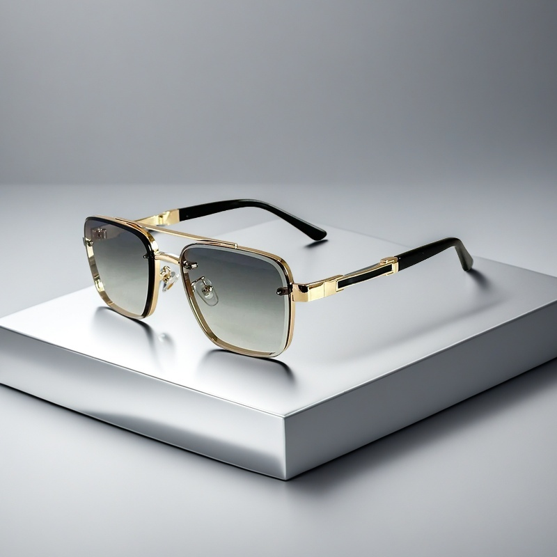 Saint Aurell Skyline Verge Aviator Sunglasses Gold-tone Squared Frame