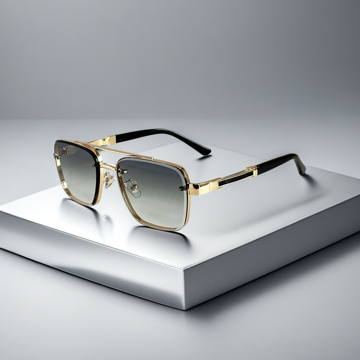 Saint Aurell Skyline Verge Aviator Sunglasses Gold-tone Squared Frame