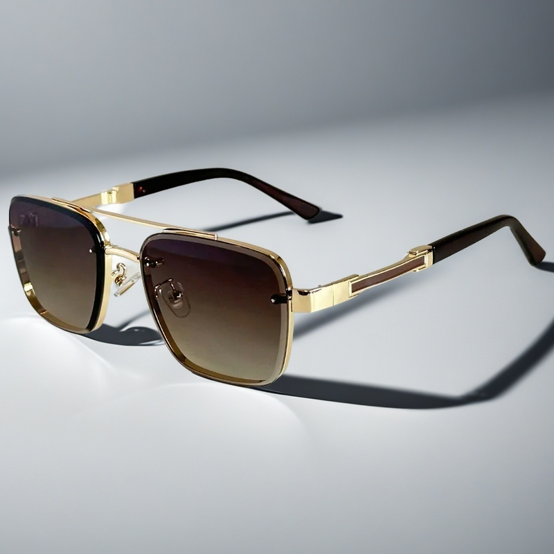 Saint Aurell Skyline Verge Aviator Sunglasses Gold-tone Squared Frame