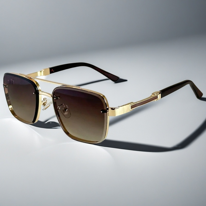 Saint Aurell Skyline Verge Aviator Sunglasses Gold-tone Squared Frame