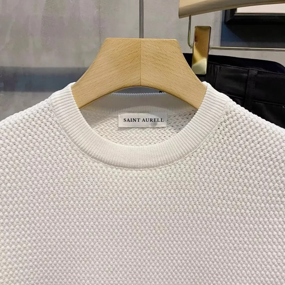 Saint Aurell Luciano Knitted Crewneck Textured Cotton Blend