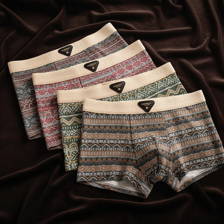 Porter Retro Organic Cotton Boxer Briefs Breathable Mesh U-Pouch Set