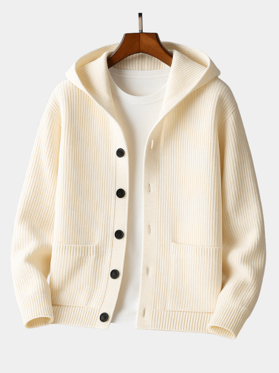 Saint Aurell Maeve Hooded Rib-Knit Cardigan Long Sleeve Sweater