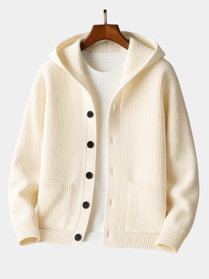 Saint Aurell Maeve Hooded Rib-Knit Cardigan Long Sleeve Sweater