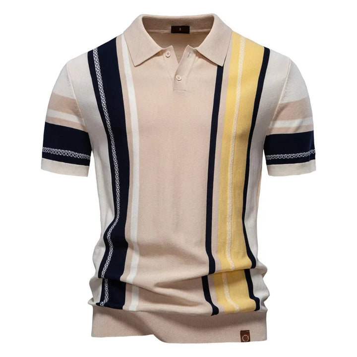 Saint Aurell Marzio Contrast Knit Polo Short Sleeve Shirt