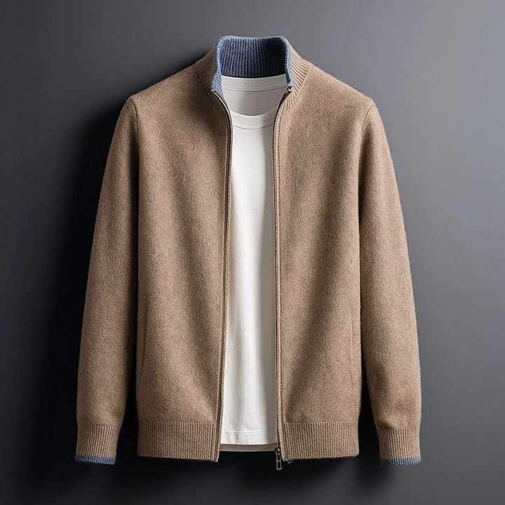 Saint Aurell Bordeaux Merino Zip Jacket Fine-Gauge Wool