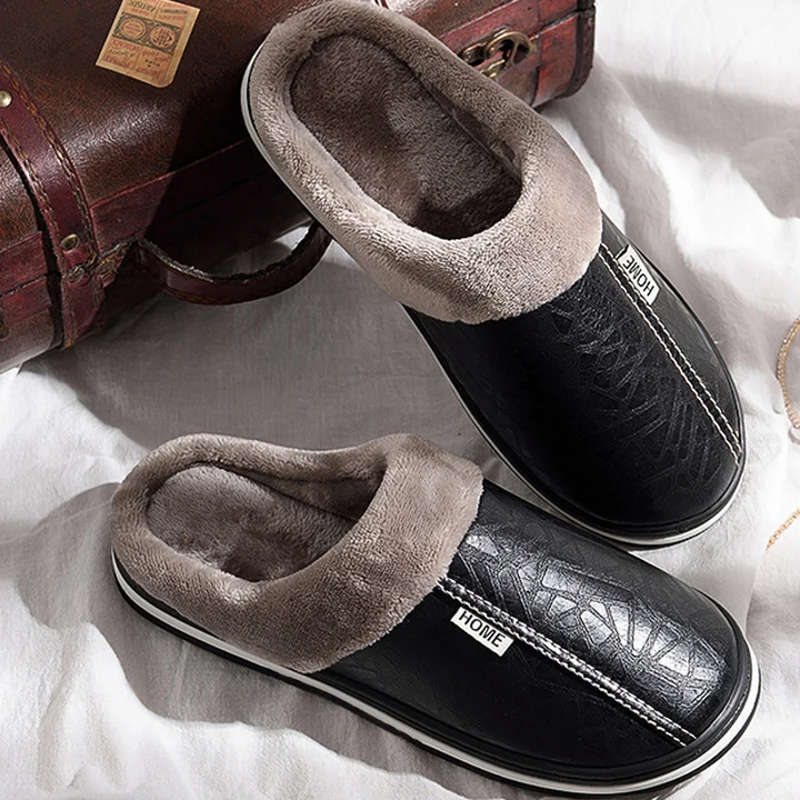 Elliot &amp; Stone Home Stead Cushion Slides Leather Indoor Slippers