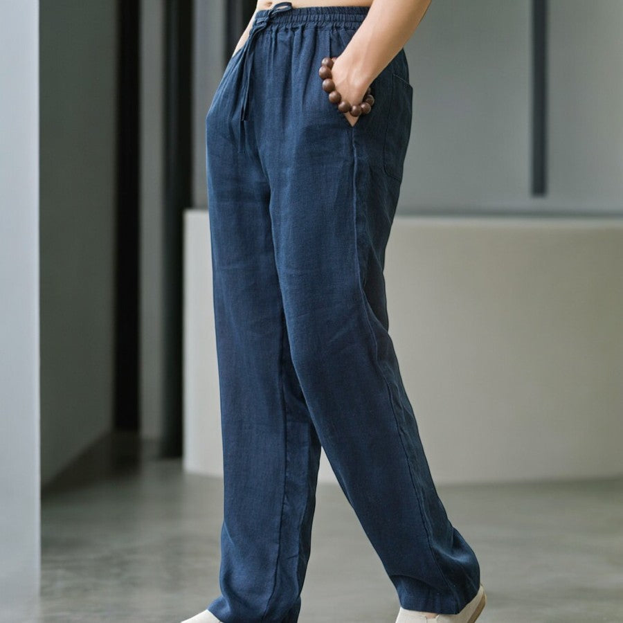 Elliot &amp; Stone Palmara Linen Pants Relaxed Fit Elastic Waistband