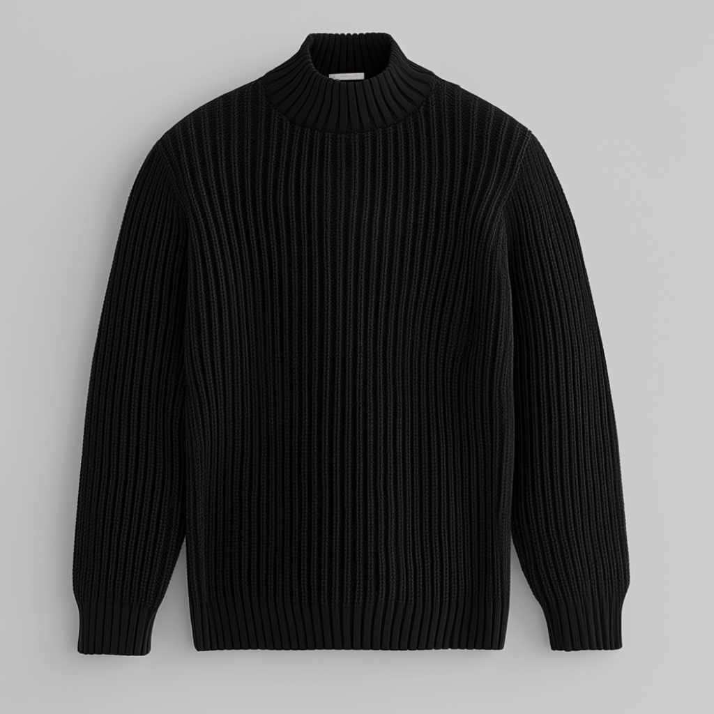 Saint Aurell Frencho Mock Sweater Heavyweight Cotton Ribbed Knit